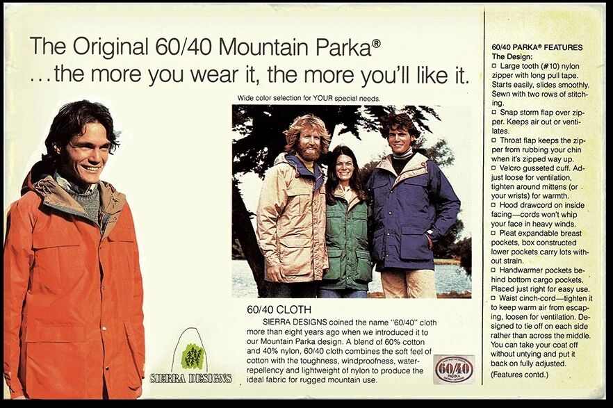 Sierra Designs 60/40 Mountain Parka 的历史广告